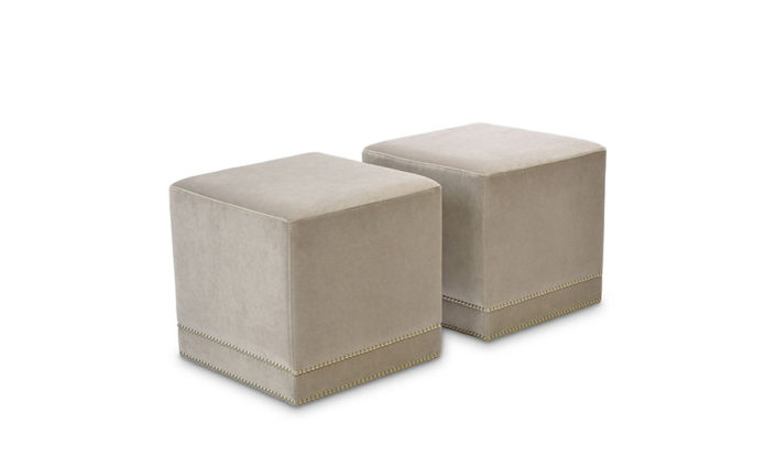 Beckett square taupe velvet ottomans