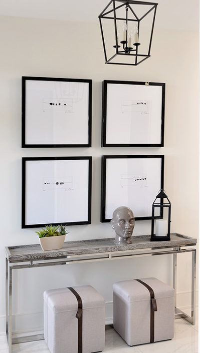 black frames above console table